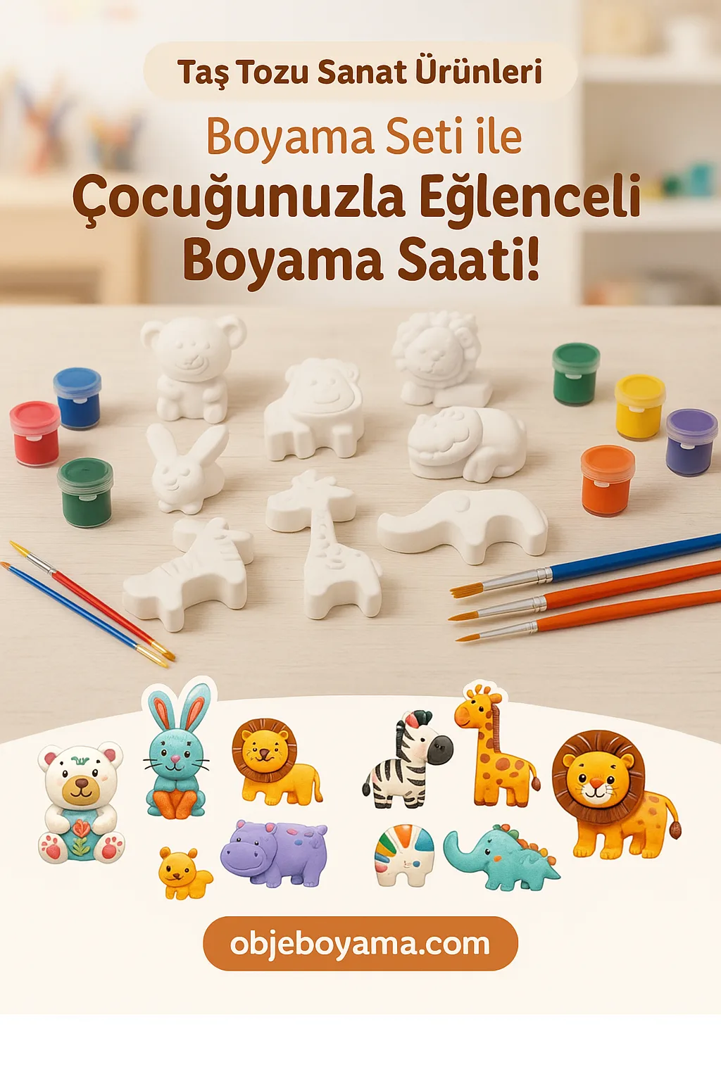 Taş Tozu Sanat Ürünleri — Boyama Seti ile Çocuğunuzla Eğlenceli Boyama Saati